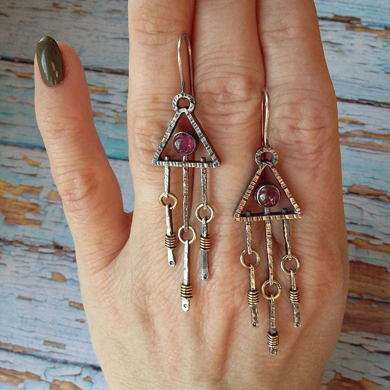 Wholesale Creative Retro Geometric Triangle Earrings