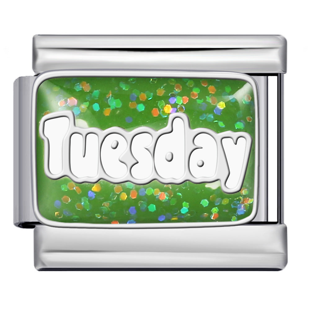 Bracciale italiano all'ingrosso Modular Glitter con giorni della settimana in acciaio al titanio