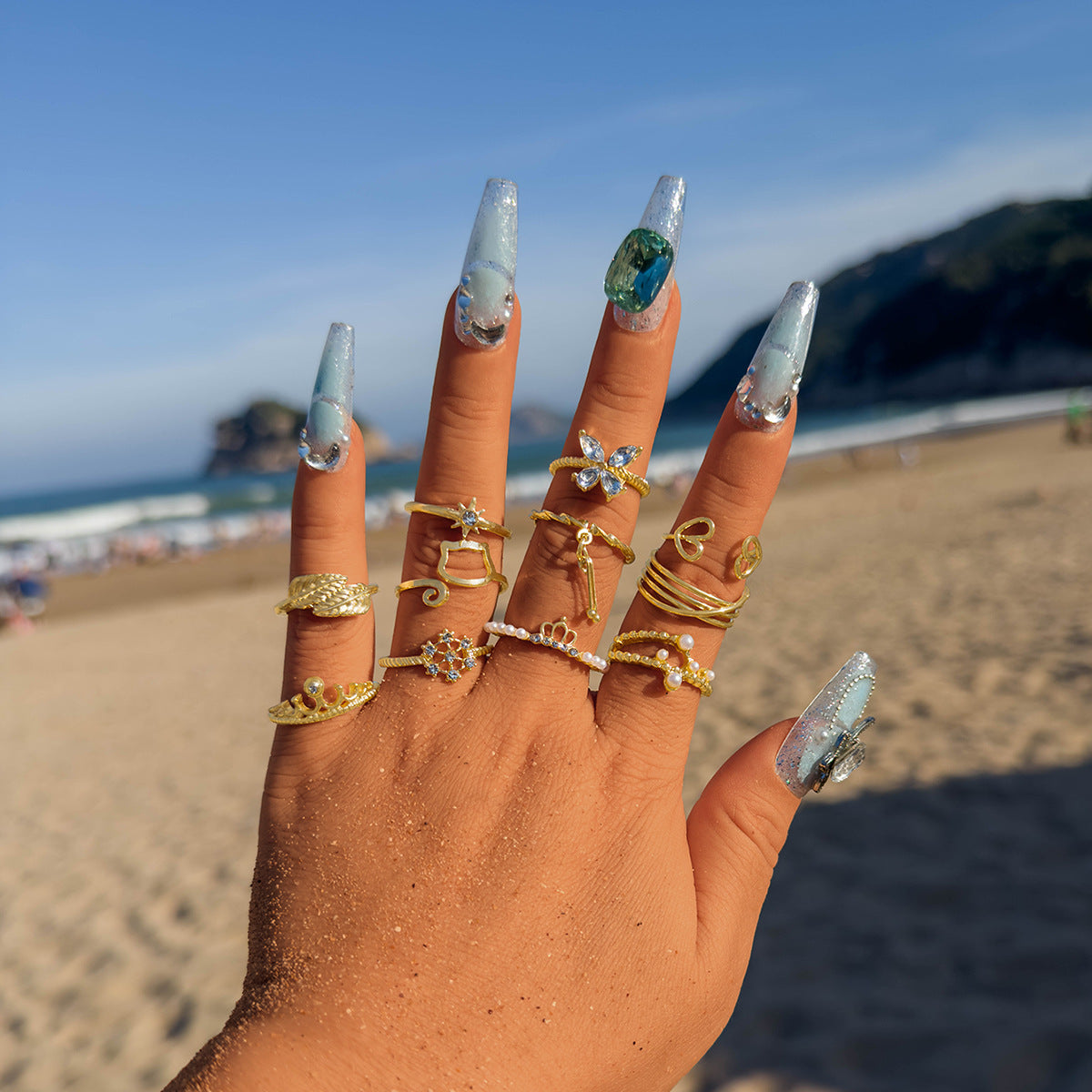 Wholesale Light Luxury Diamond Butterfly Heart Ring Set ACC-RS-YongGe010