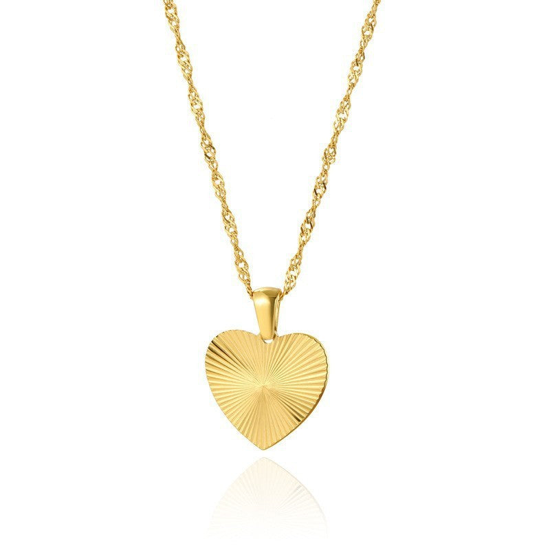 Wholesale Vintage 18K Gold Mother-of-Pearl Heart-Shaped Titanium Steel Necklace ACC-NE-MengJ013