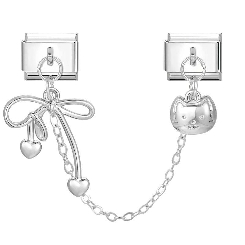 Wholesale 9mm Italian Charm Starter Bracelets DIY Double Hanger Stainless Steel Composable Bracelet