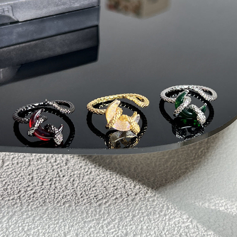 Wholesale Wind Winding Snake Moon Advanced Sense Open Ring