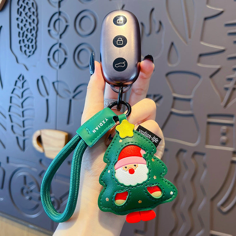 Wholesale  Christmas tree Creative PU leather keychain
