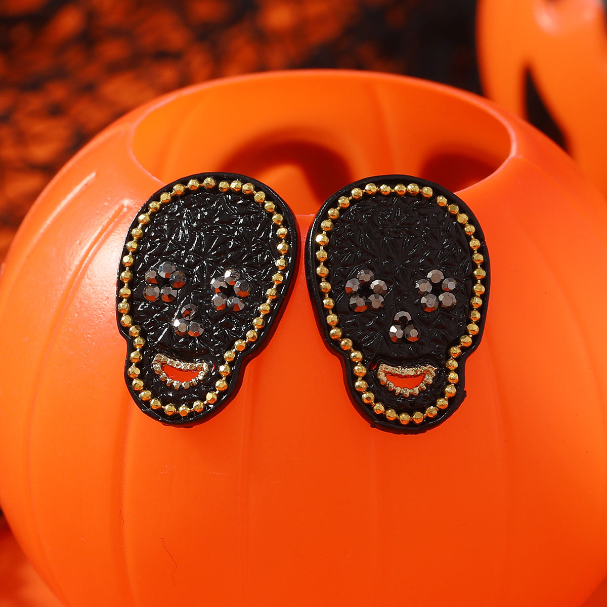 Wholesale  Gothic Skull Bat Pendant Earring Set Alloy Electroplated Fashion Accessory for Resale