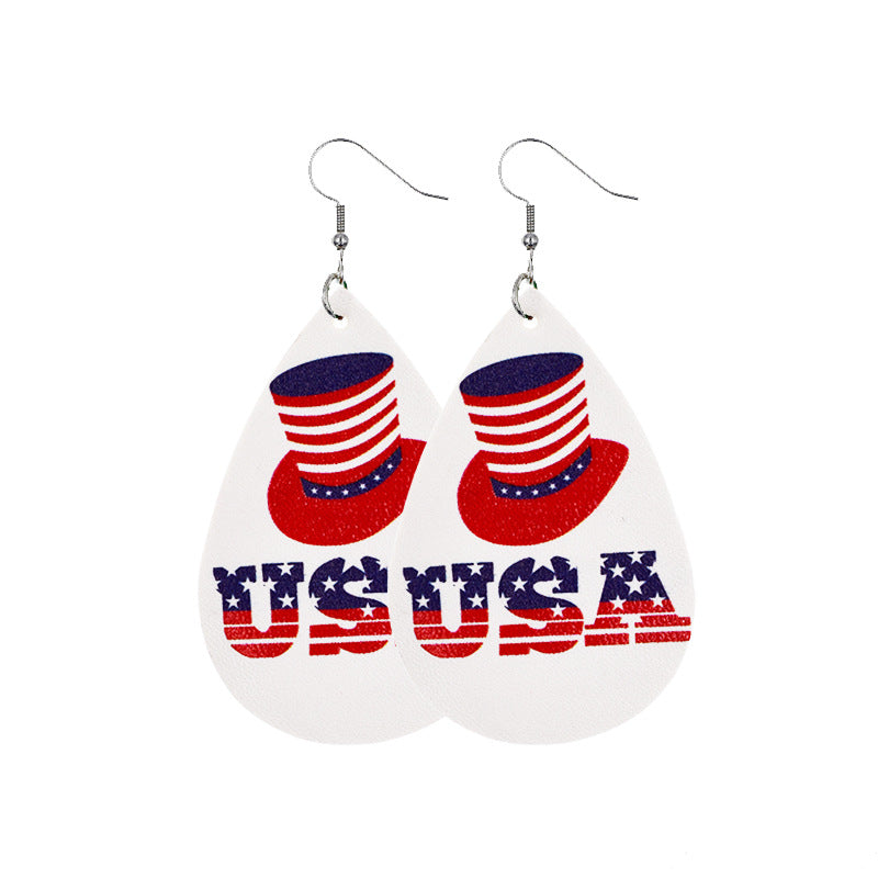 Wholesale American Independence Day Leather Earrings ACC-ES-CY022