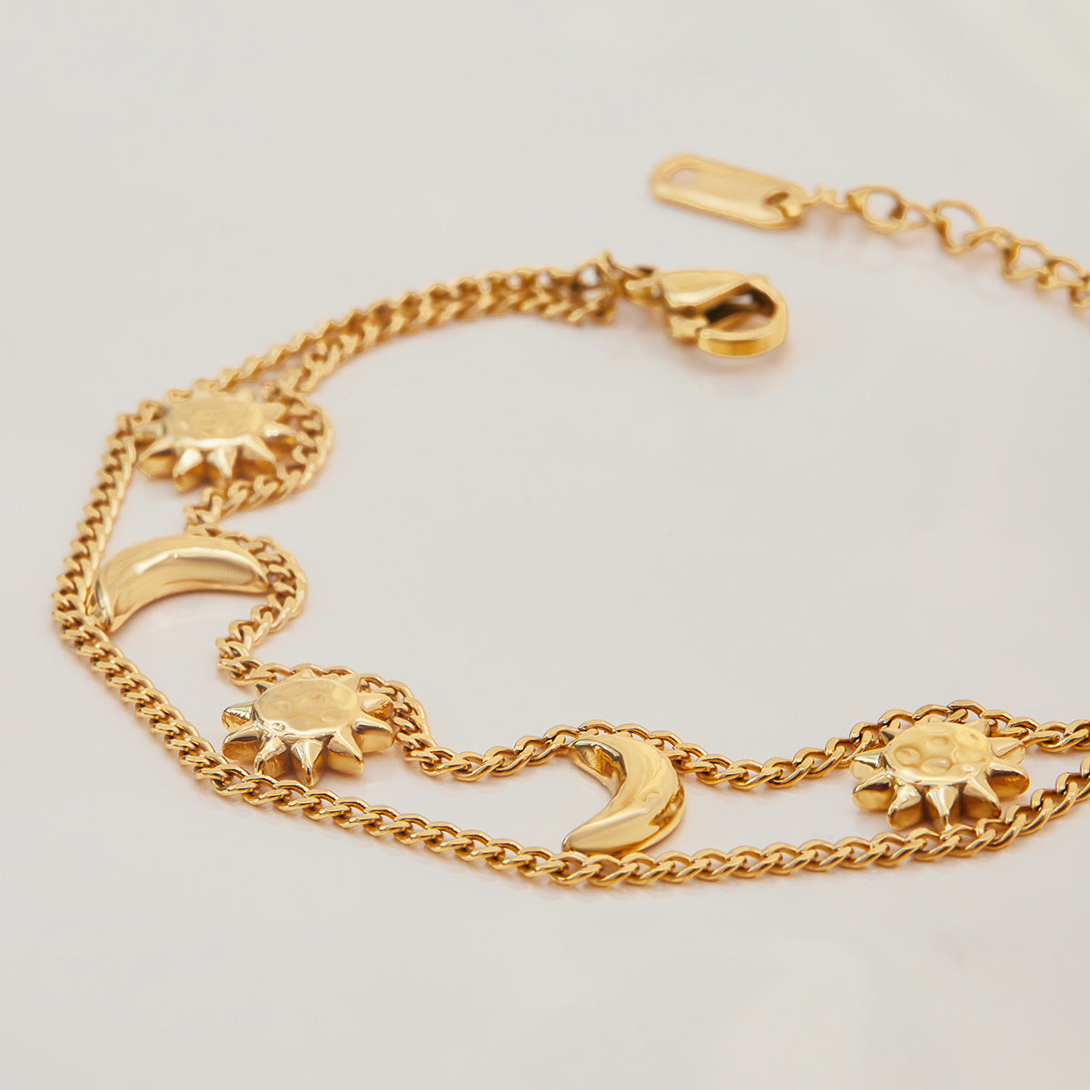 Wholesale  18K Gold Stainless Steel Sun and Moon Bracelet