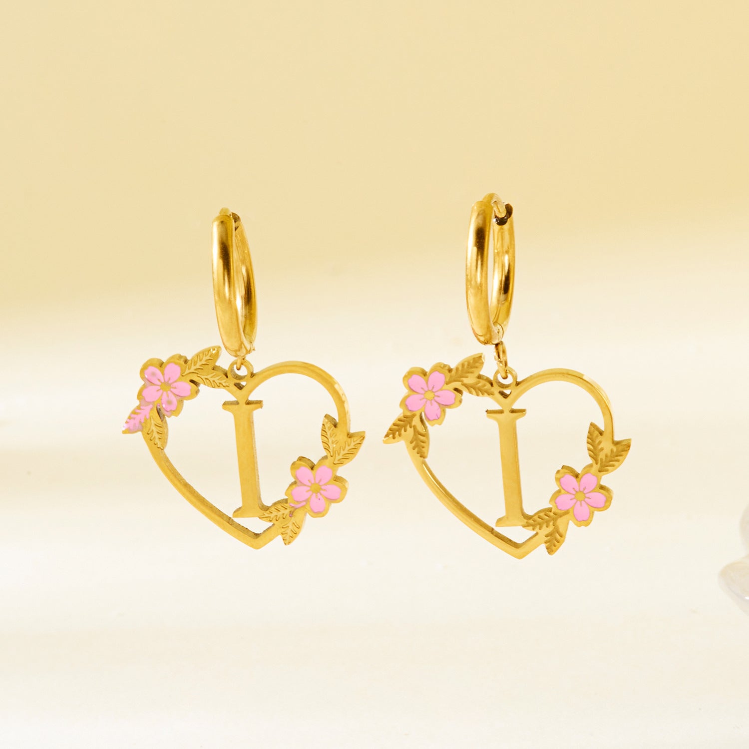 Wholesale Luxury Cut Out Stainless Steel 26 English Letter Earrings