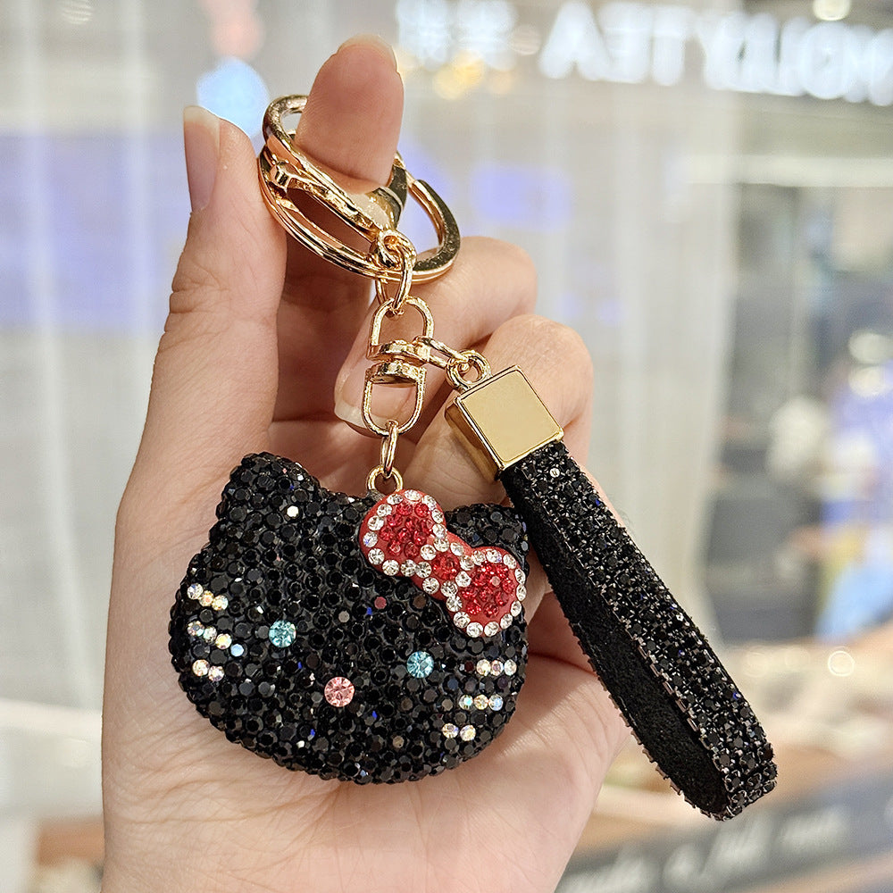 Wholesale Rhinestone Cat Keychain Cute Car Key Accessory Bag Charm For Couples And Lovers