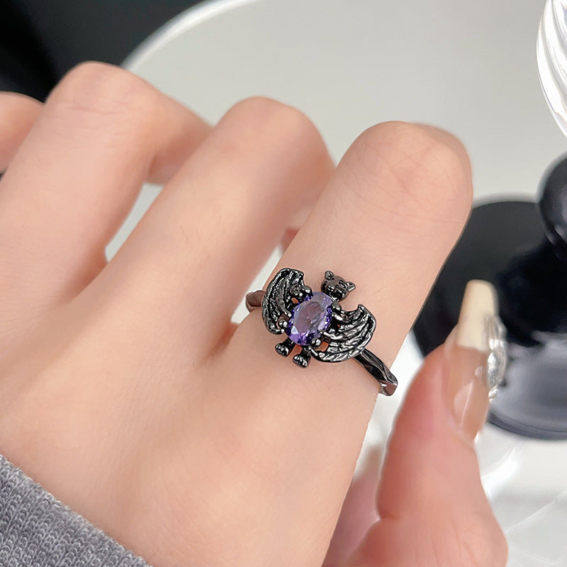 Wholesale Dark Purple Zirconia Open Ring Adjustable Rings ACC-RS-JiuHao011