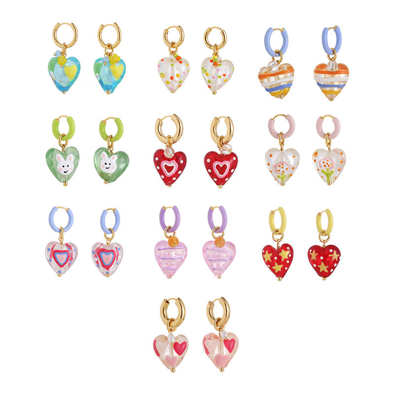 Wholesale cute colorful lovely star rabbit glaze earrings
