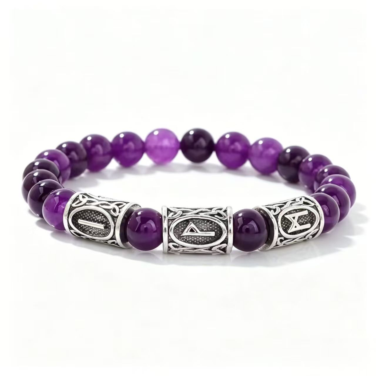 Wholesale Stylish Natural Stone Beaded Bracelet Tiger Eye Amethyst Obsidian Unisex Travel Souvenir Boutique Resale
