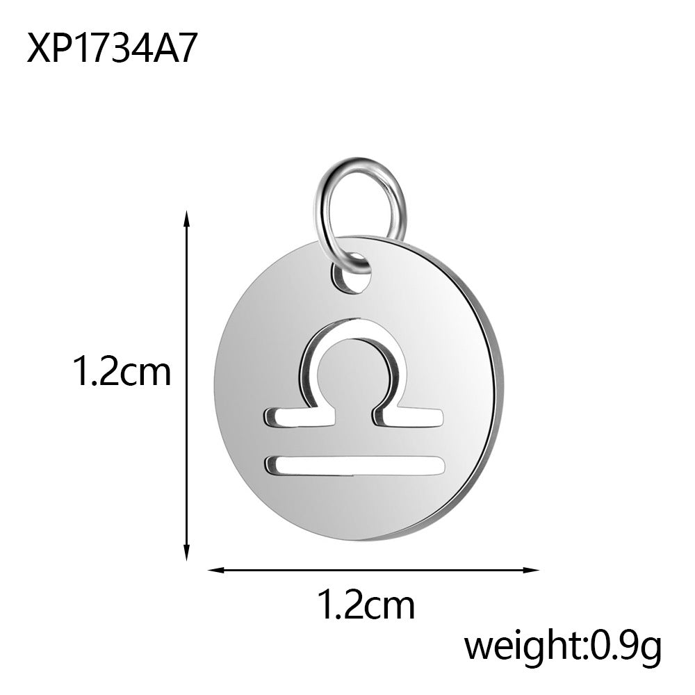 Wholesale Stainless steel 12 constellation hollow round card pendant
