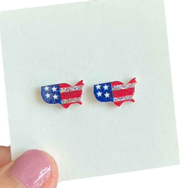 Wholesale Independence Day Small Exquisite Shiny Bright Earrings
