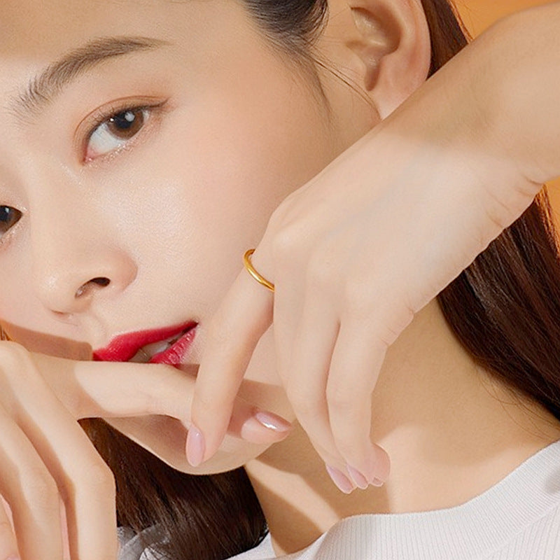 Wholesale simple circle frosted gold-plated plain ring