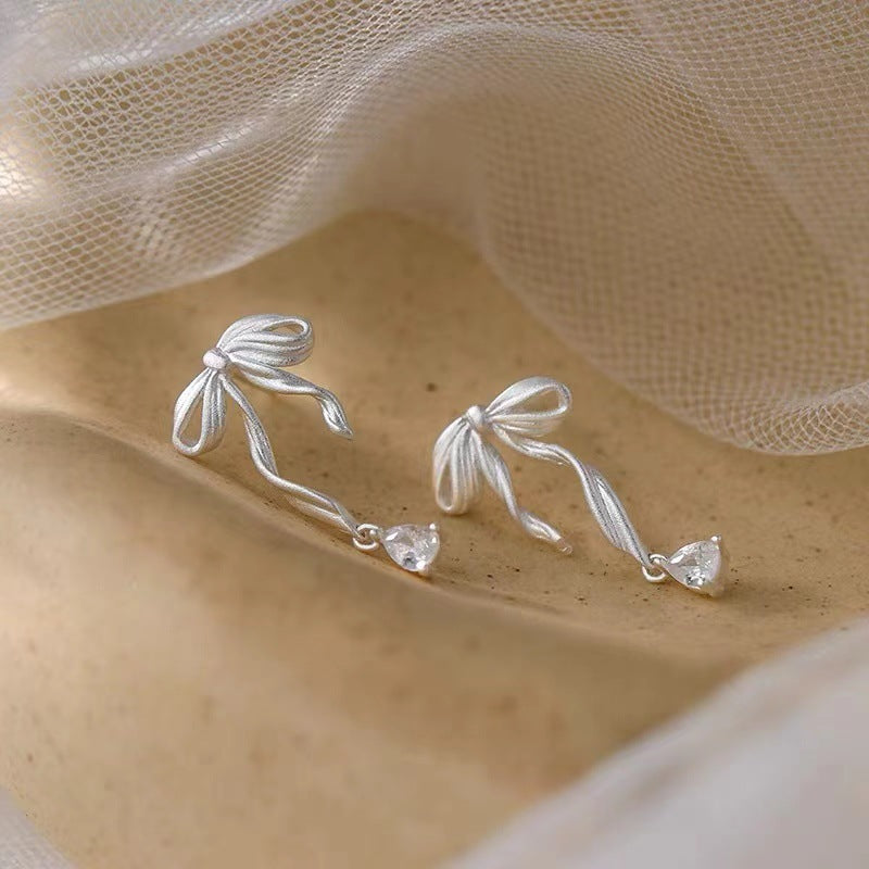 Wholesale 925 silver needle bow earrings