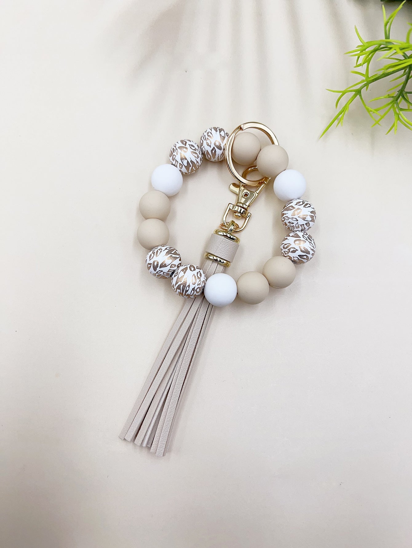 Wholesale Colorful Leopard Bead Bracelet Keychain ACC-KC-JiuYa015