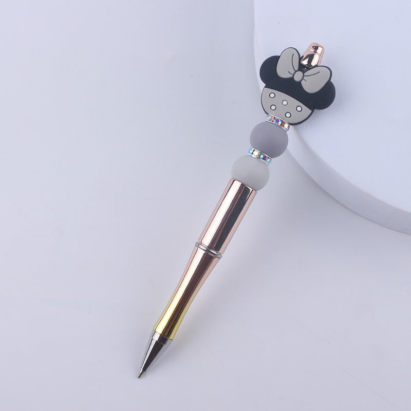 Wholesale  beaded pen DIY creative cartoon animal silicone teether handmade beaded pen