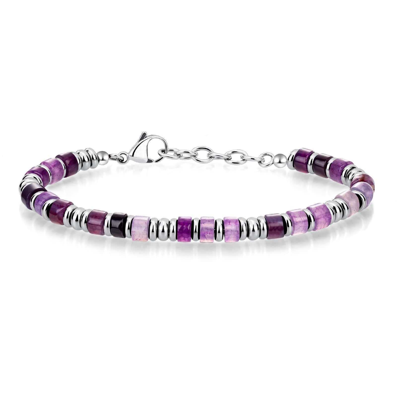 Wholesale Bohemian Chain Bracelet Natural Obsidian Beads Stainless Steel Business Gift Fashion Accessory