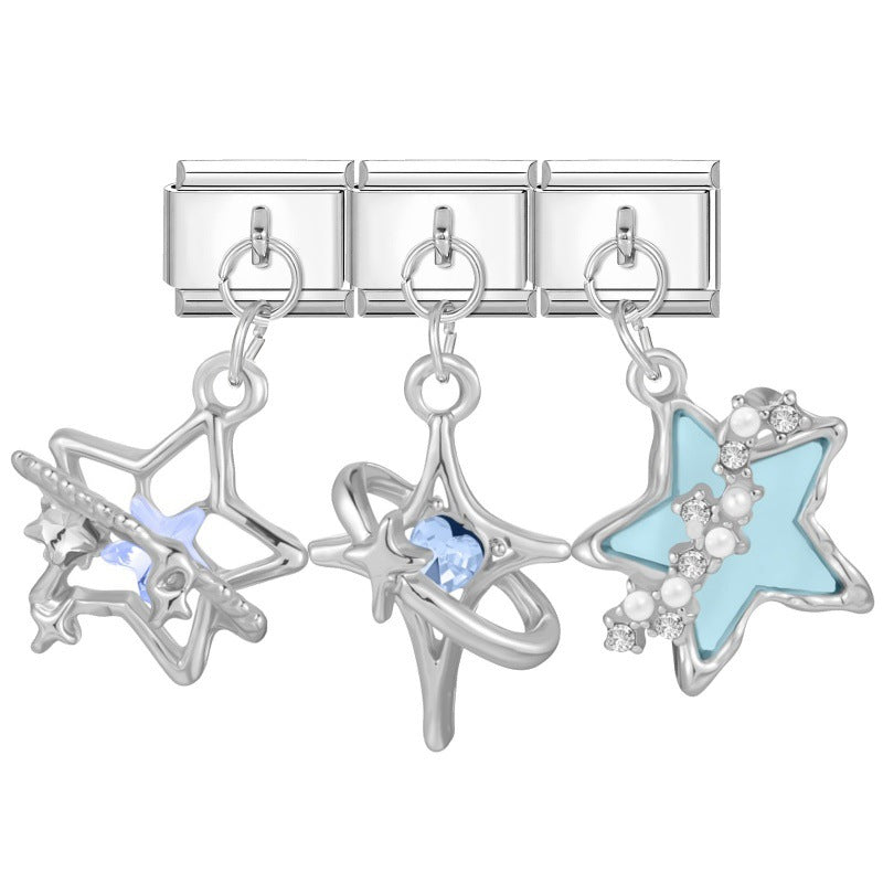 Wholesale Stainless Steel Flower Pendant Three-Piece DIY Bracelet Set Fashion Accessory for Everyday Wear
