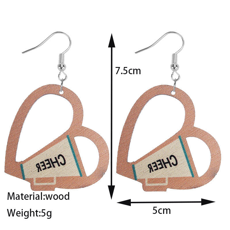 Wholesale Mother's Day love horn wooden earrings