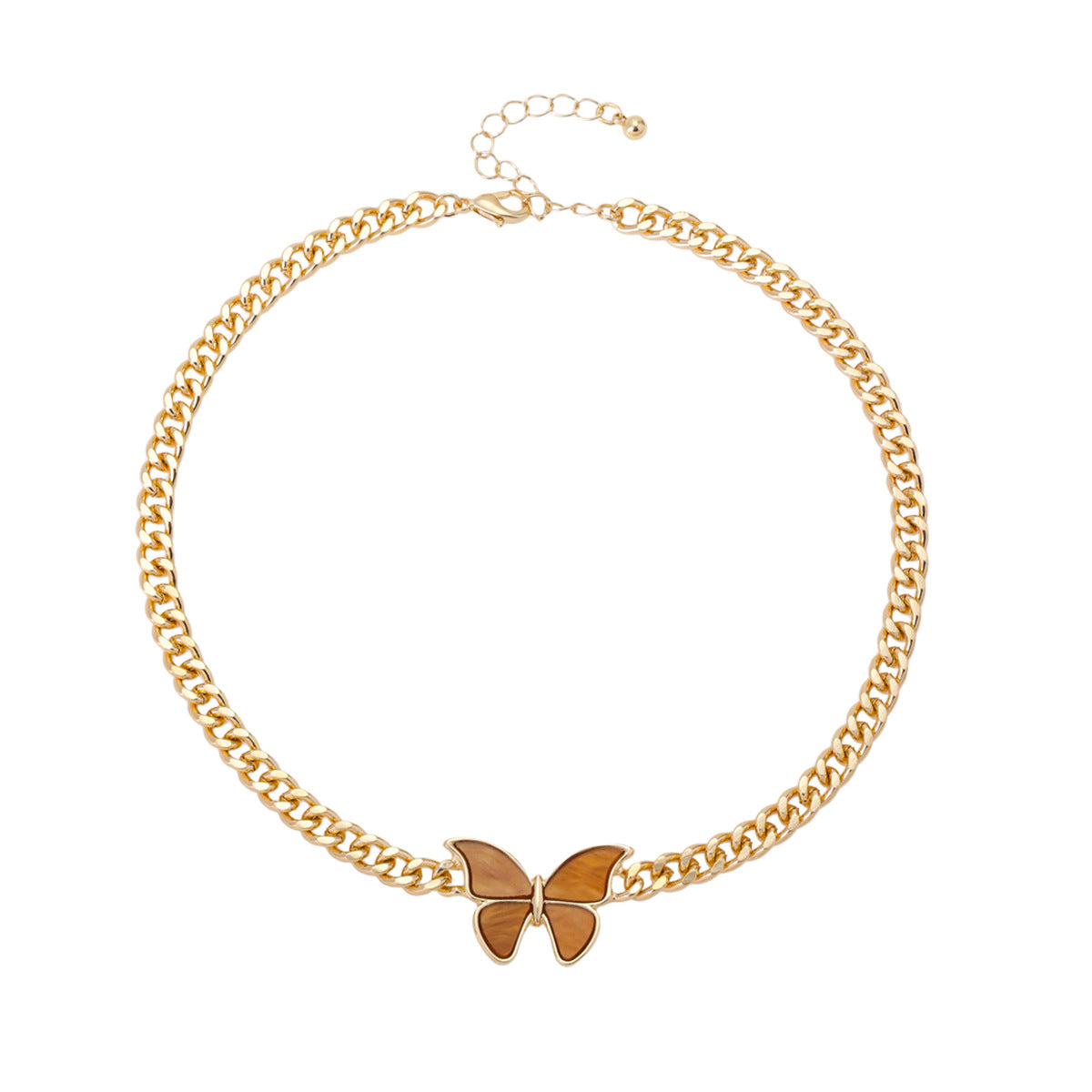 Wholesale Light Luxury Butterfly Pendant Necklace Copper Micropaved Fashion Accessory