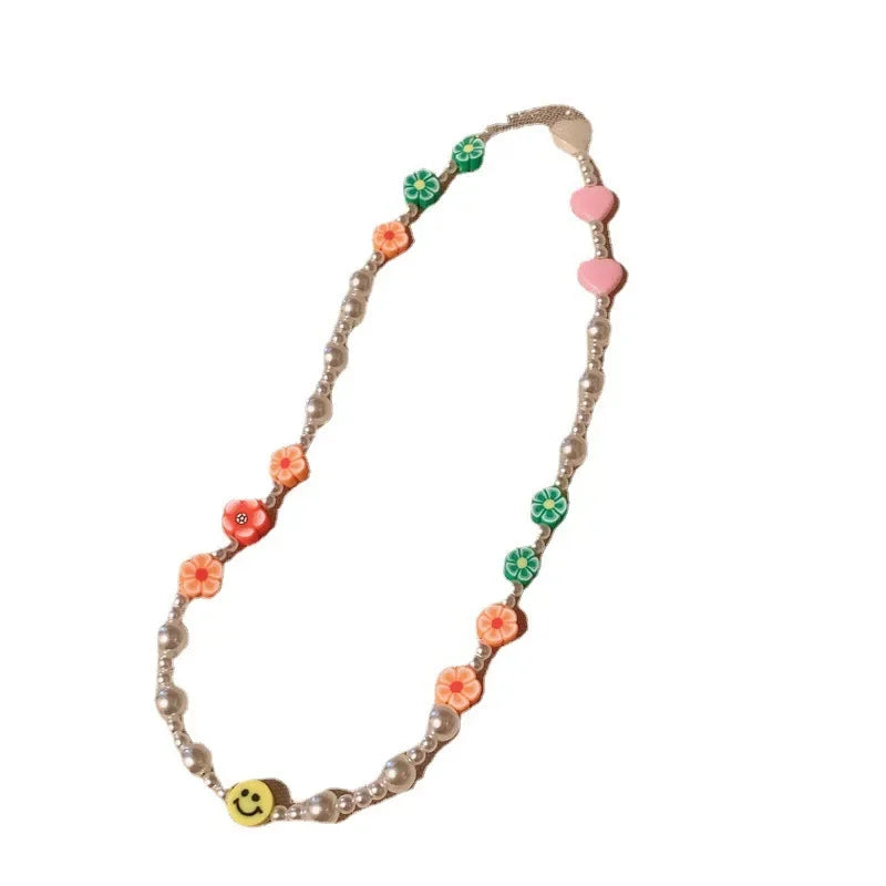 Wholesale  soft ceramic cute flower pearl necklace