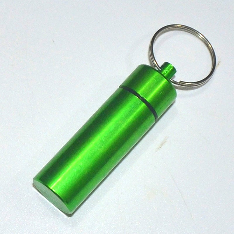 Wholesale Aluminum Alloy Flat Bottom Medicine Bottle Outdoor Convenient Keychain ACC-KC-KaBiao022