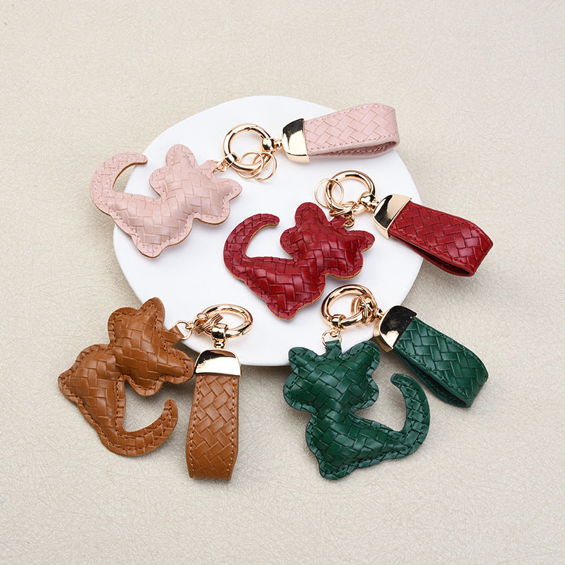 Wholesale Cute Black Cat PU Leather Keychain Chic Fashion Accessory Gift for Boutique Resale