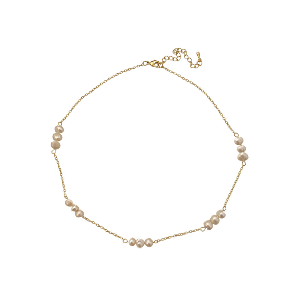 Wholesale Freshwater Pearl Necklace  All-Match Simple Double Layer Stacked Necklace