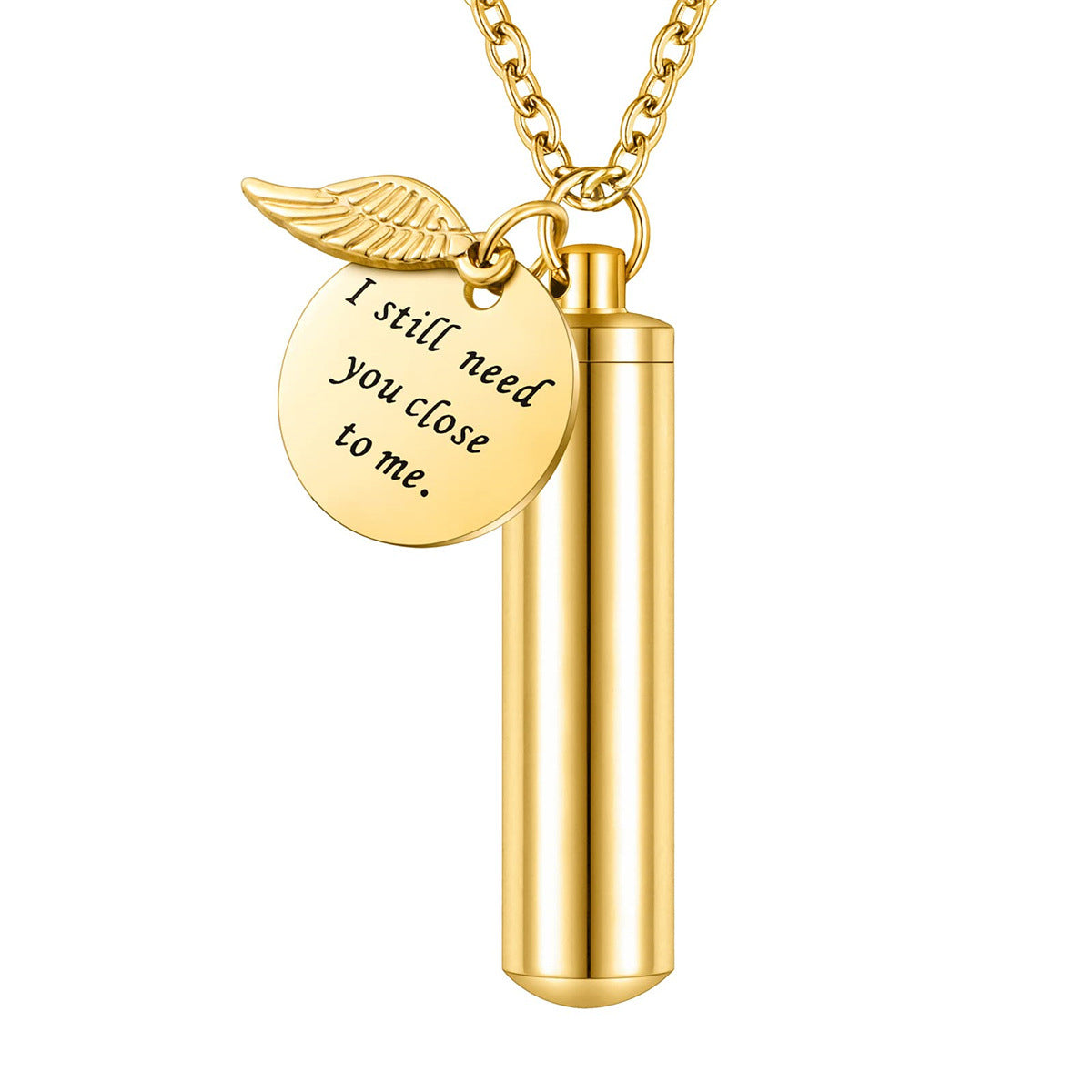 Wholesale Stainless Steel Angel Wings Round Pendant Necklace