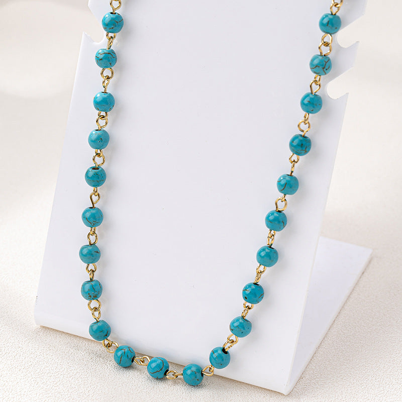 Wholesale Bohemian Vintage Turquoise Beaded Necklace Women' s Fashion Jewelry Accessory