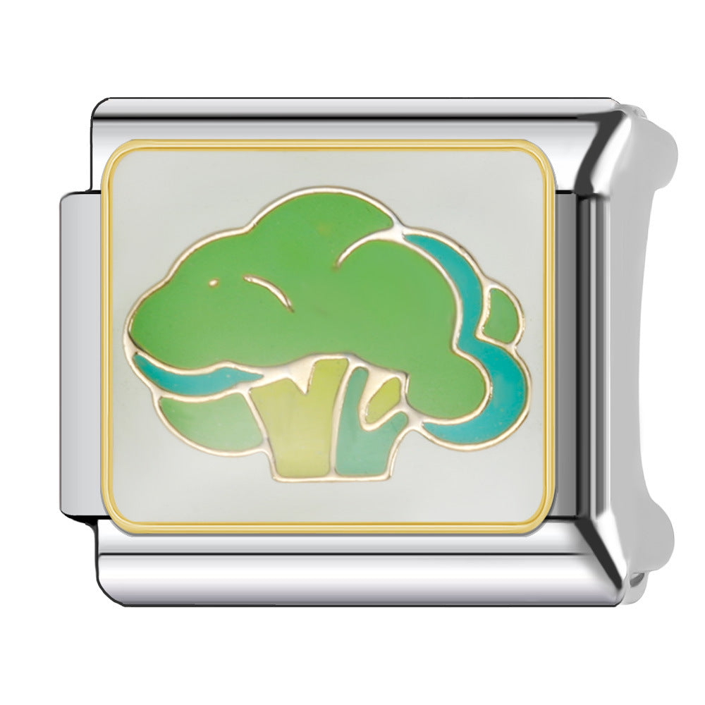 Wholesale Italian Charm Bracelet 9mm DIY Splicing Fruit and Vegetable Series  Stainless Steel Composable Bracelet