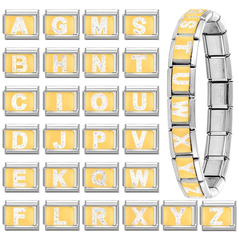 Wholesale 9mm Italian Charm Starter Bracelets DIY Letter Stainless Steel Composable Bracelet