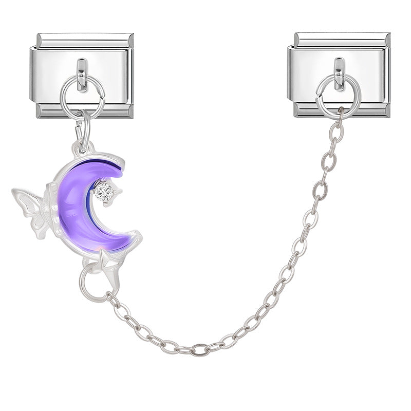 Wholesale 9mm Italian Charm Starter Bracelets DIY double-pendant   Section Creative Stainless Steel Composable Bracelet