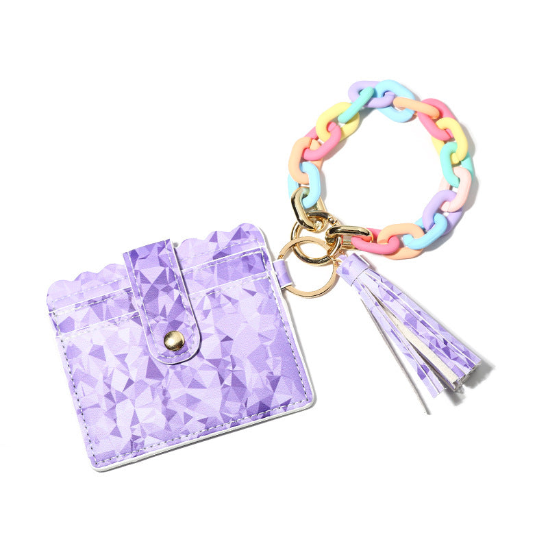 Wholesale Macaron Color Acrylic Buckle Plastic Bracelet Wristlet Keychain
