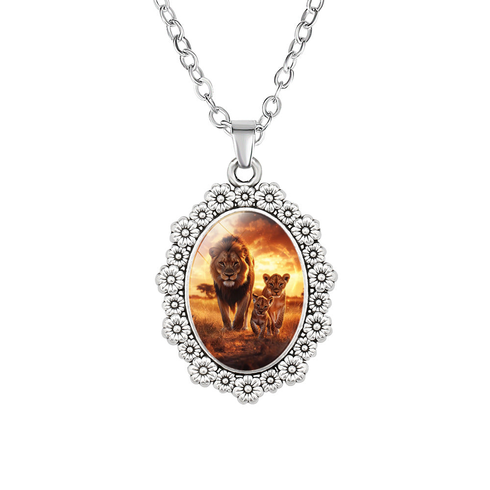 Wholesale   Pendant Oval Flower Jewelry Necklaces