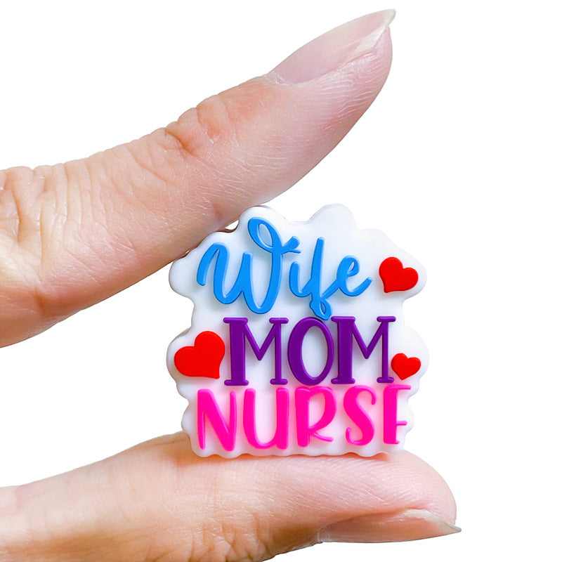 Wholesale 10pcs Nurse Mom Silicone Beads Focal Beads DIY Accessories Mother's Day ACC-BDS-WDX086