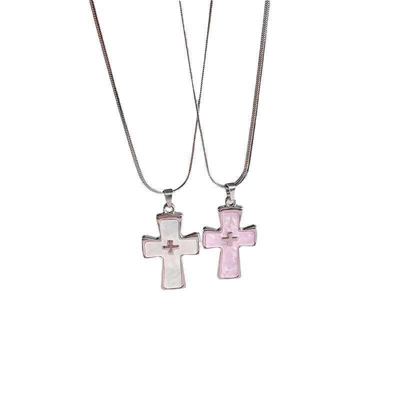 Wholesale  Titanium Steel knife chain double cross pendant necklace