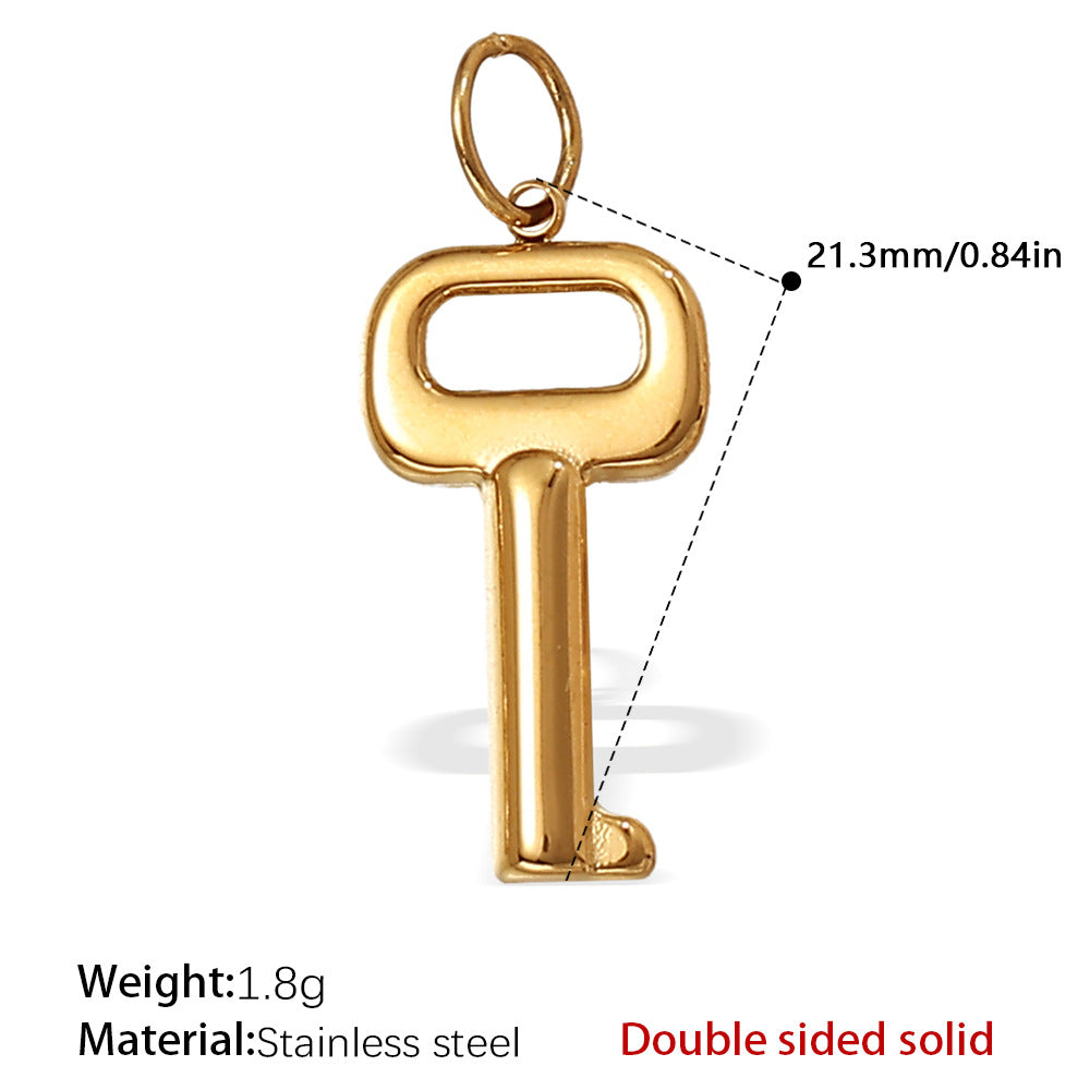 Wholesale Diamond-Encrusted Key Lock Stainless Steel Pendant Accessories