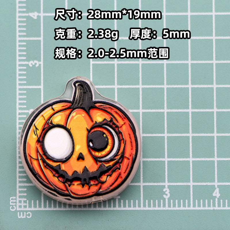 Wholesale  Acrylic Bead Charms Cartoon Pumpkin Ghost  Designs For DIY Jewelry Making And Phone Strap Fashion Gift Accessory