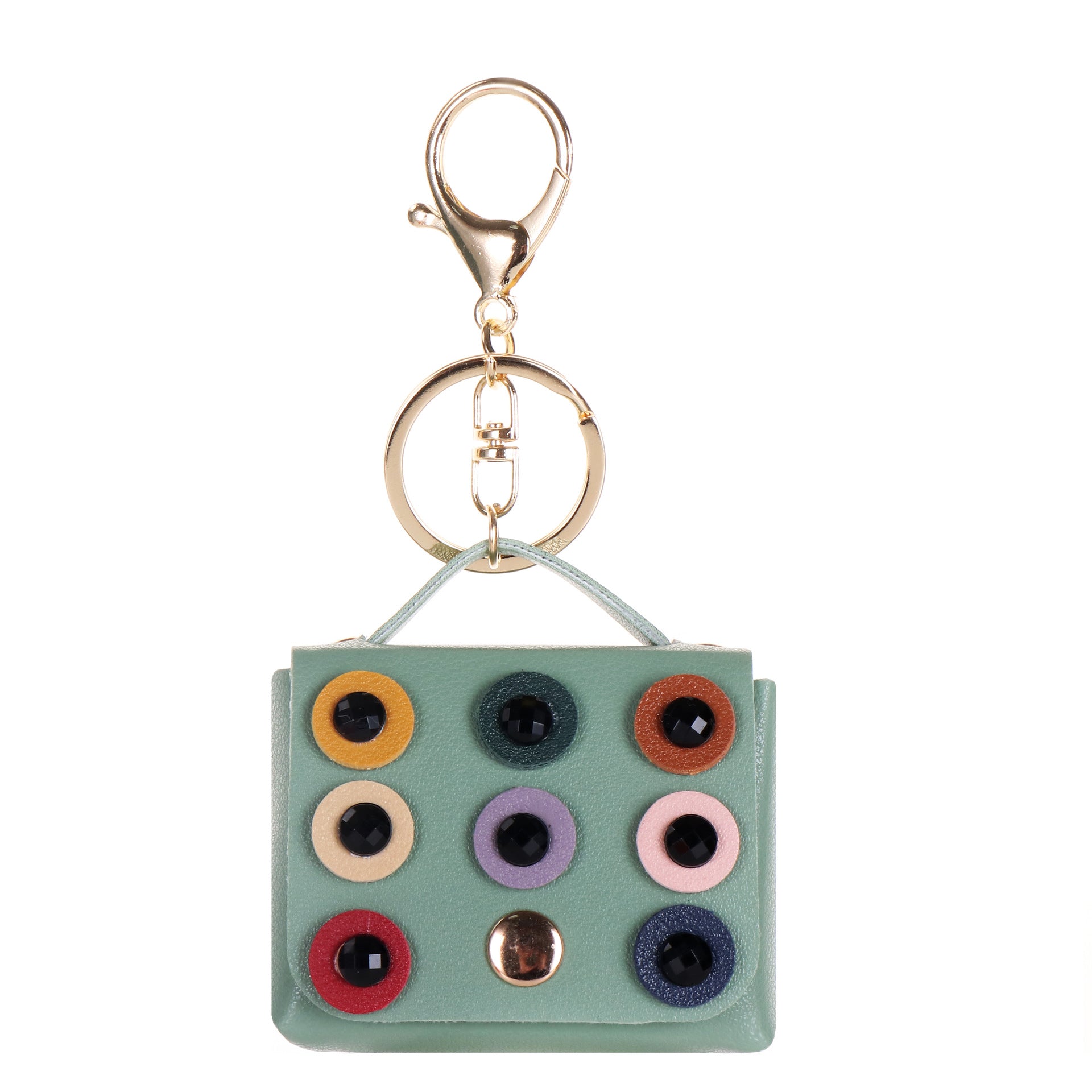Wholesale Classic Round Diamond Black Leather Bluetooth Earbud Case Keychain Decorative Car Key Accessory Gift For Wedding Boutique Resale