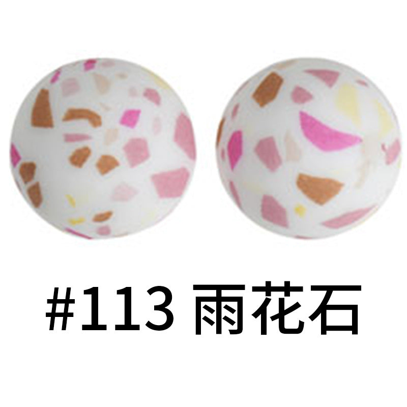 Wholesale 50pcs 15mm Western Style Leopard Skull Color Aztec Printed Silicone Balls Beads ACC-BDS-HeSheng008
