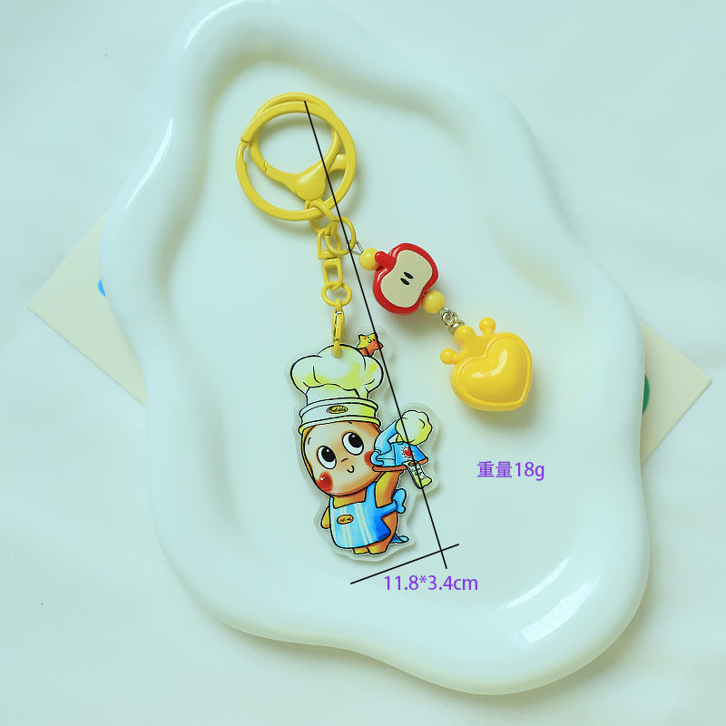 Wholesale Cute Red Apple Star Man Acrylic Relief Keychain