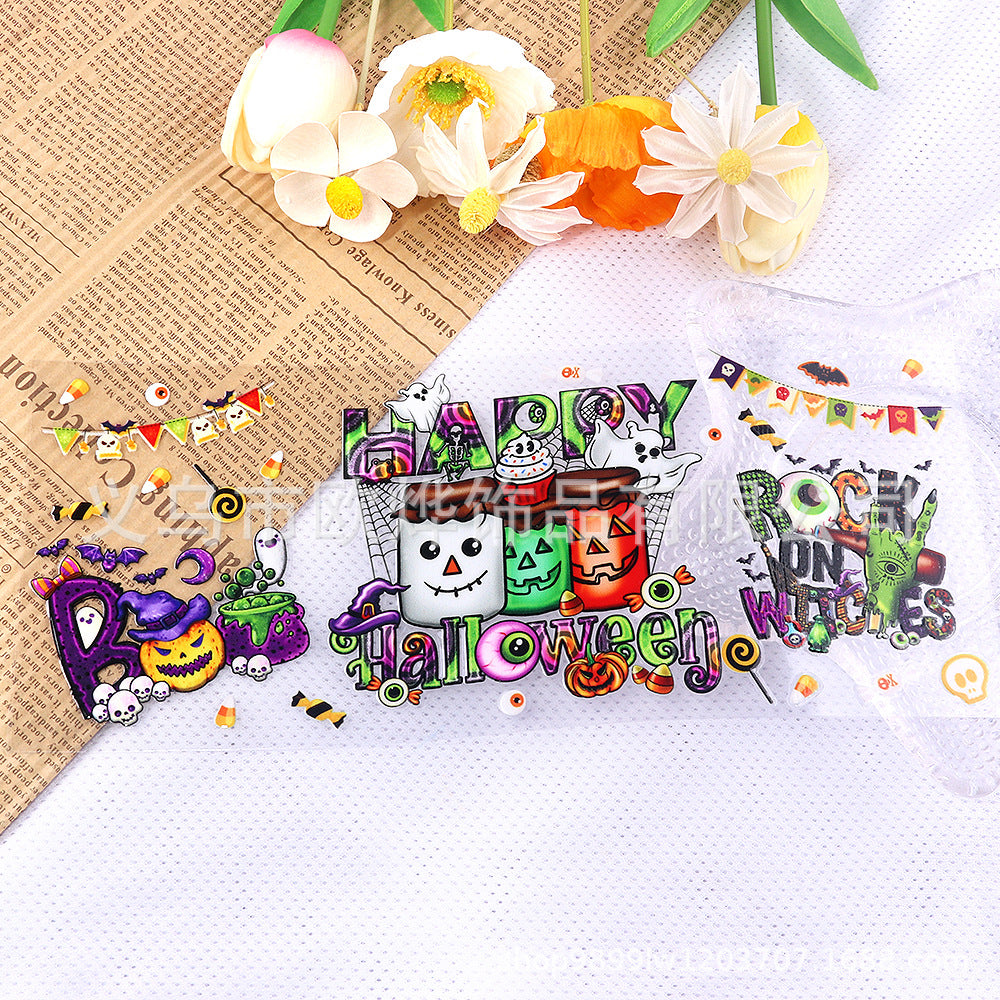 Wholesale Cartoon UV  16oz transfer stickers crystal stickers tear film leaving words crystal stickers glass stickers