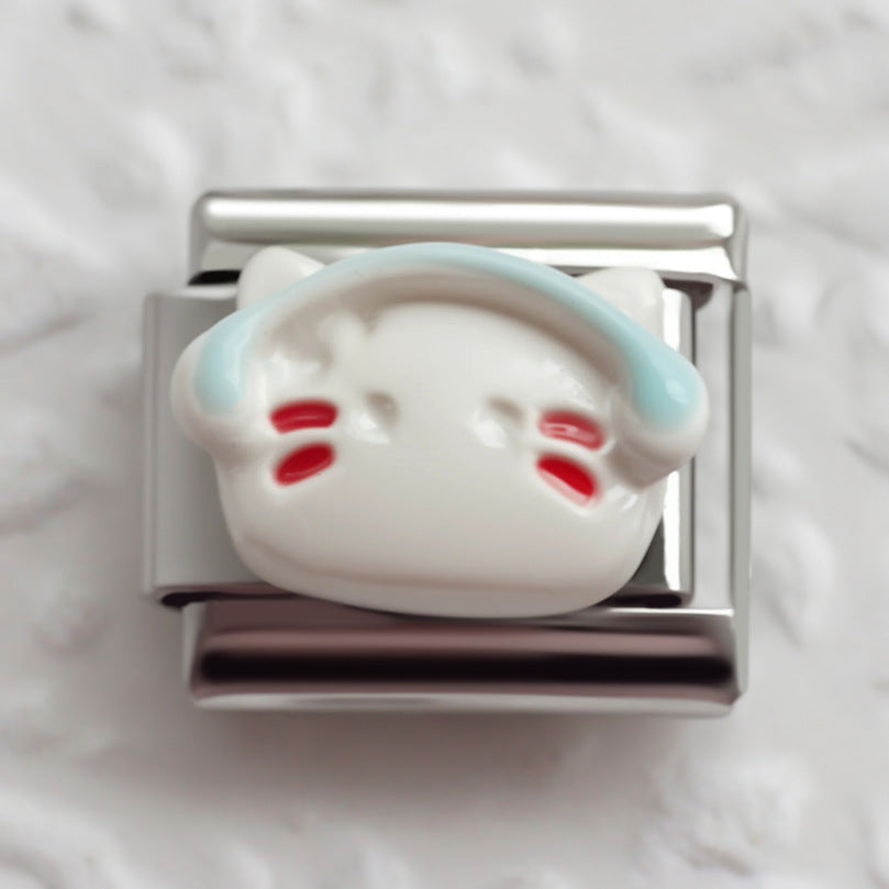 Wholesale 5pcs/pack Cat Italian Charms Single Section Creative Stainless Steel Composable Bracelet