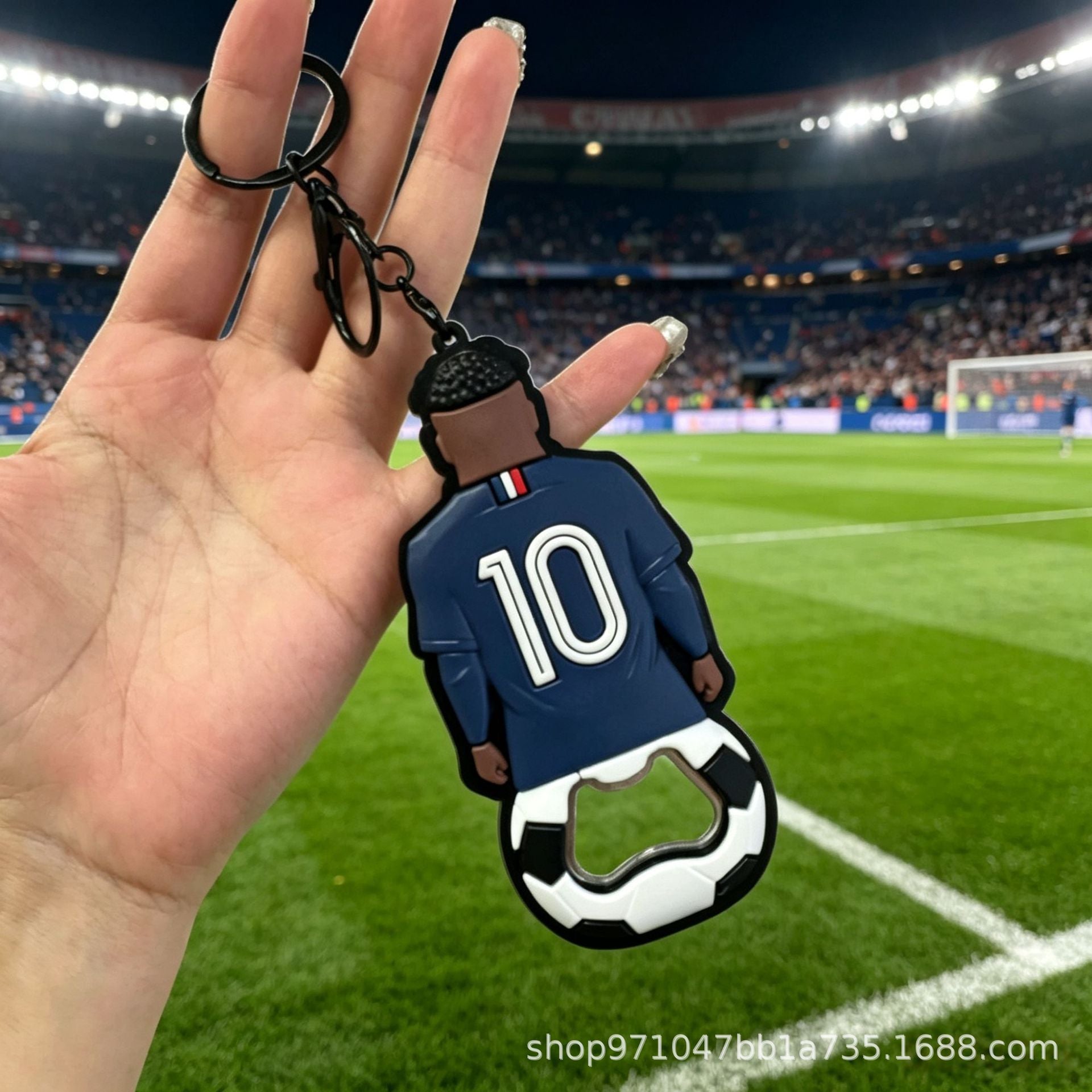 Wholesale PVC Soccer Bottle Opener Keychain Red Gift Key Ring