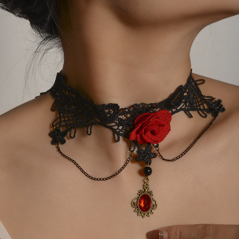 Wholesale  temperament lace necklace gem pendant  jewelry