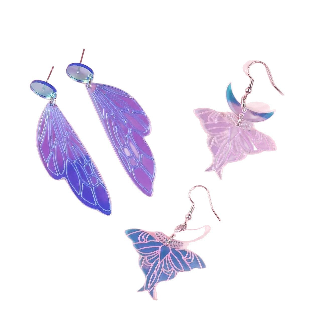 Wholesale Gradient colorful wings butterfly wings earrings