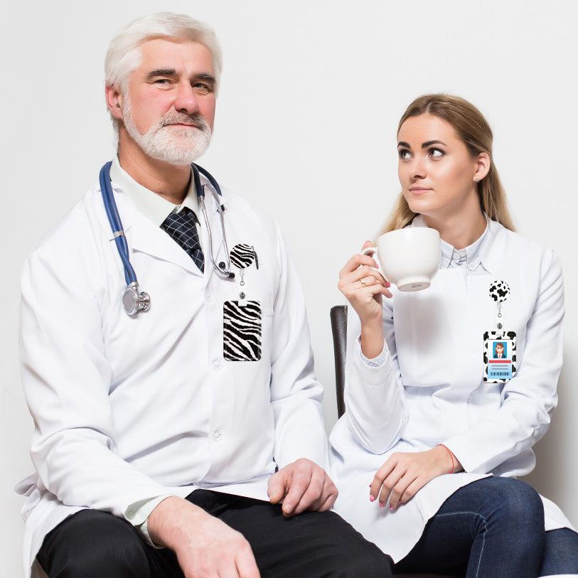 Wholesale Badge Reels ABS Nurse Doctor Leopard Cow Print Retractable Keychain