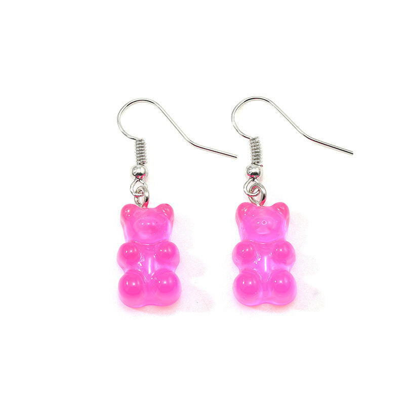 Wholesale Jelly Color Resin Bear Earrings Cute Earrings ACC-ES-YuChan003